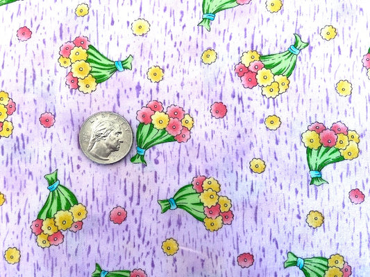 100% Cotton - Quilting Weight - Floral on PinkPurple Rain