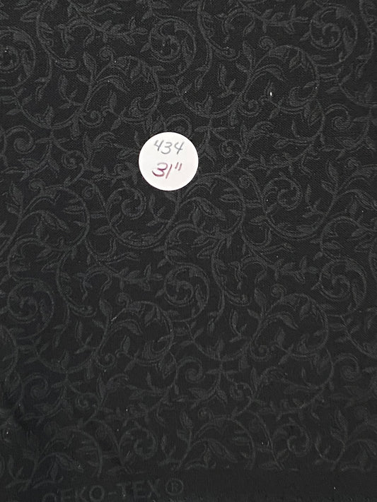 Remnant- Quilting Cotton "Black Paisly" 31" #434