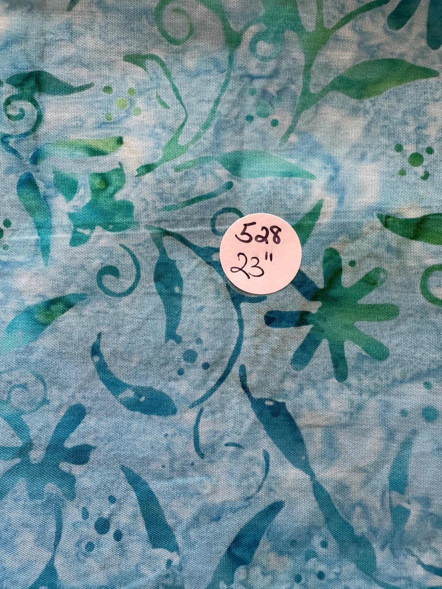 Remnant Cotton Batik "Aqua Spring"  23" #528