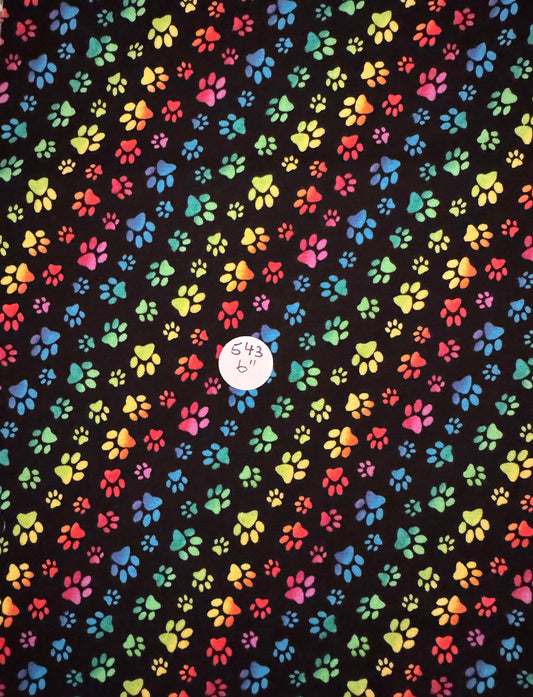 Remnant Quilting Cotton "Rainbow Paws" 6" #543