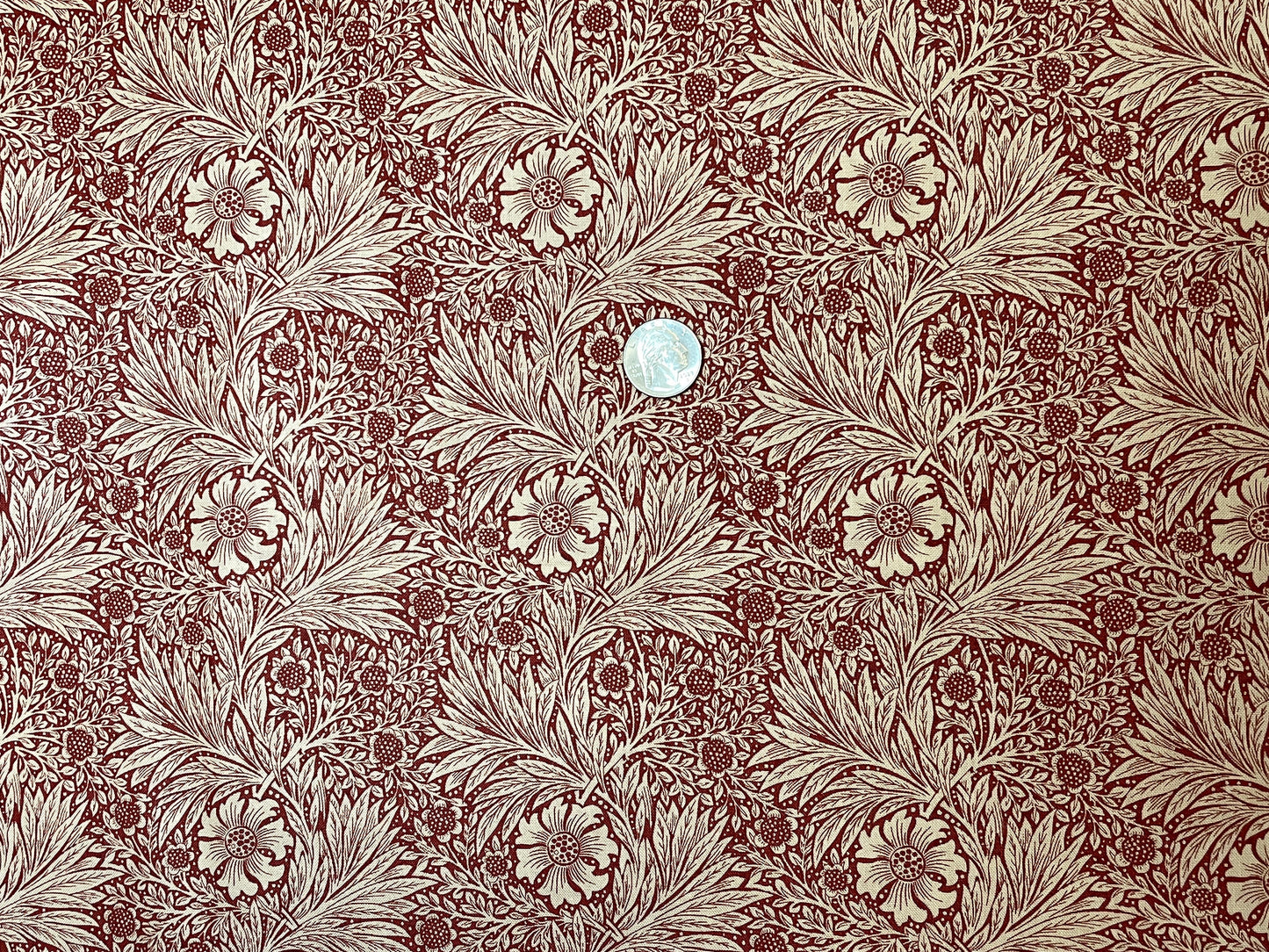 Genuine William Morris Design - Quilting Cotton - "Marigold"-  Craftsman Red