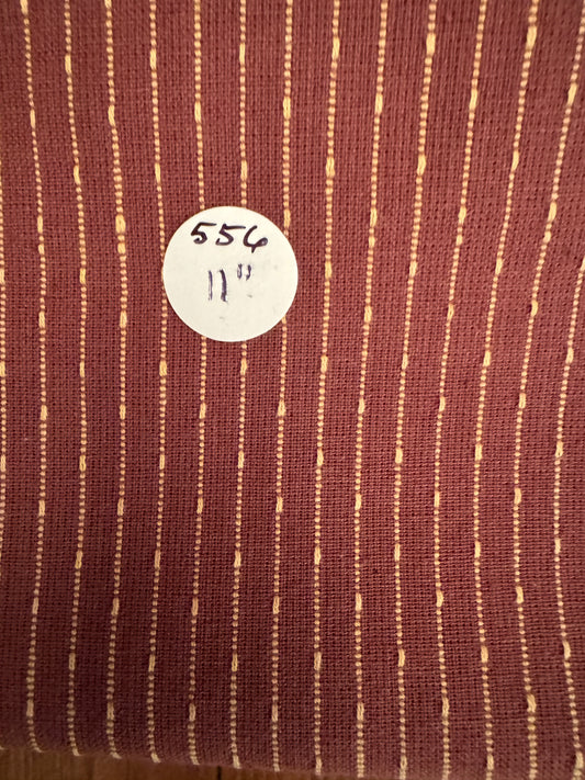 Remnant 11" "Barn Red & Straw Mini Stripe - Yarn-Dyed Dobby Weave - 100% Cotton #556
