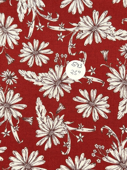 Remnant - Quilting Cotton "Doodle Daisy" - 25"  #593