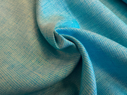 100% Linen with Tiny Lurex Thread - 4oz - Aqua & Gold