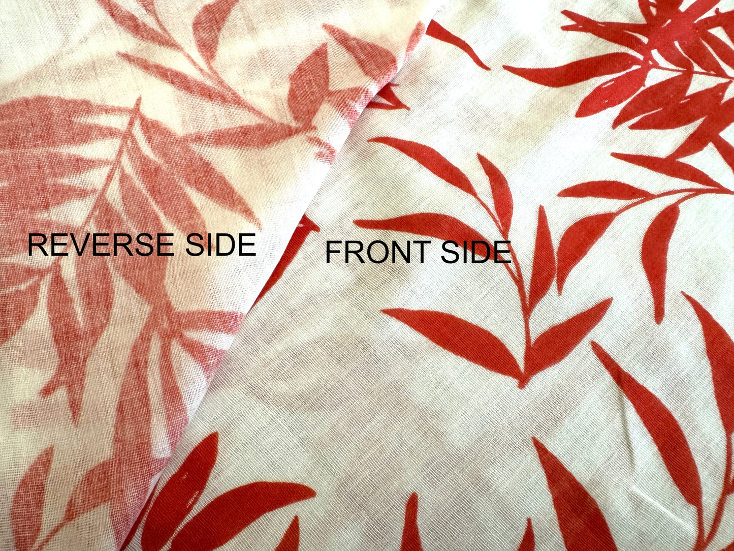 100% Cotton Double Gauze - Bamboo Print - Red on White