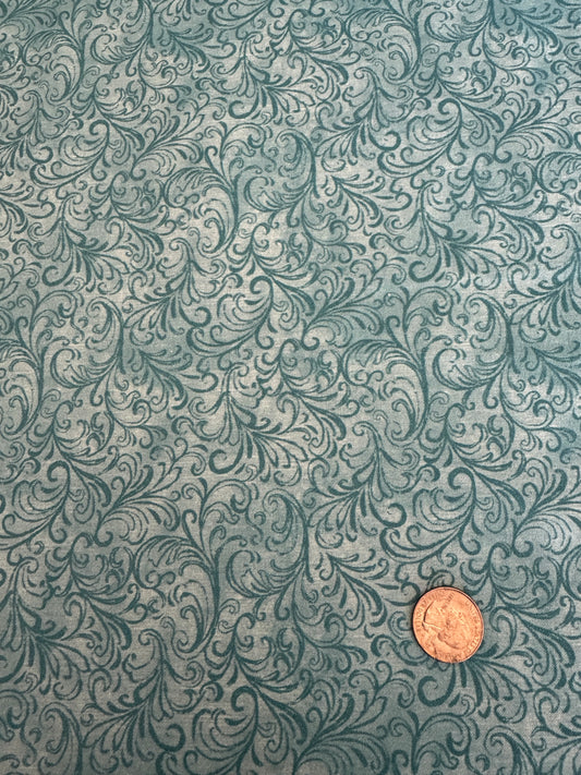 100% Cotton - Quilting Weight -  Lorie Scroll - Turquoise