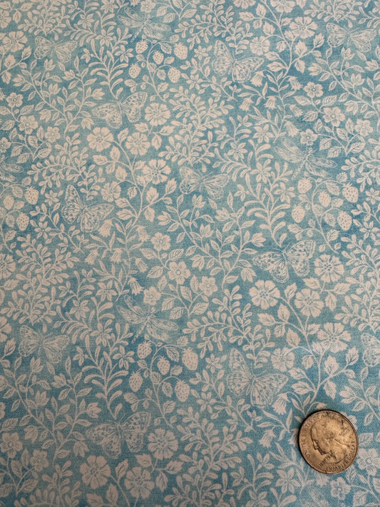100% Cotton - Quilting Weight -  Petite Floral - Pale Aqua