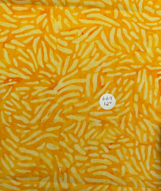 Remnant- Cotton Batik - "Sunshine" - 12"  #664