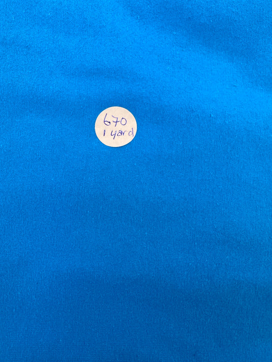 Remnant-BARGAIN Cotton/Lycra Jersey - "Turkish Blue" - 1 yard #670 (Copy)