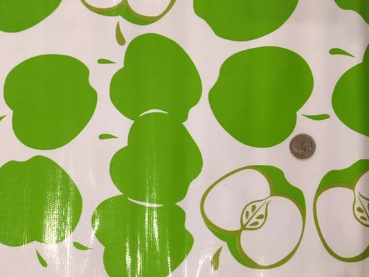 Remnant -Oil Cloth - Green Apples On White - 1.5 Yards - #646