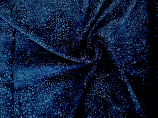 Batik Rayon Challis - Witching Hour - Shades of Midnight Blue