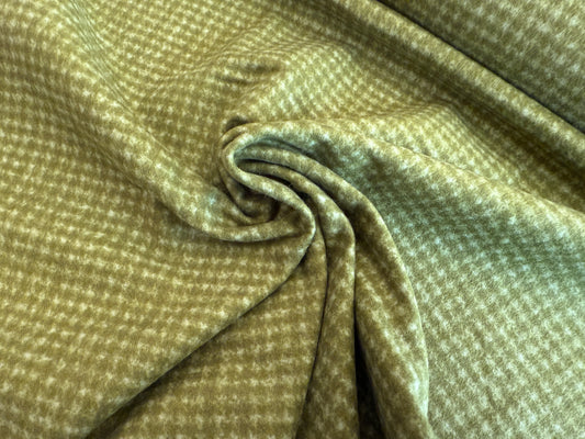 100% Cotton Flannel - Brushed Olive Houndstooth Print