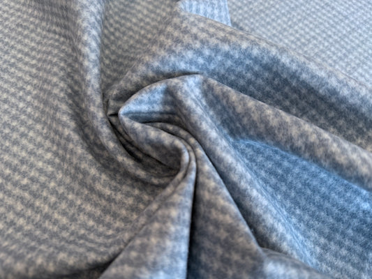 100% Cotton Flannel - Brushed Stone Blue Houndstooth Print