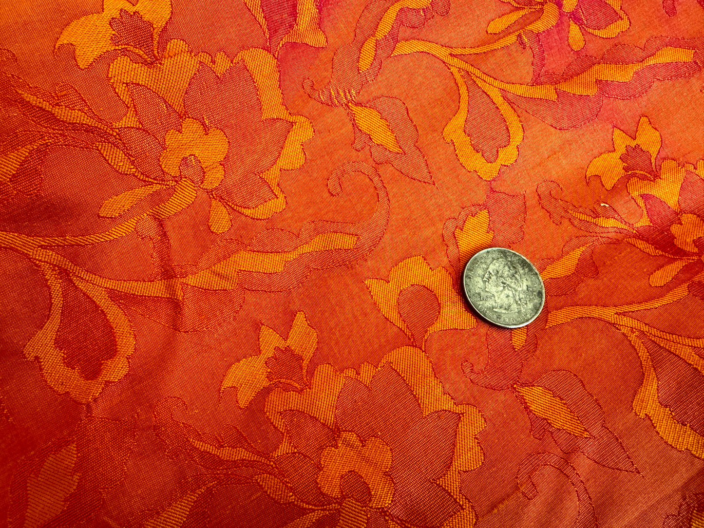 Jacquard Silk Dupioni - Flaming Sunset - 100% Silk