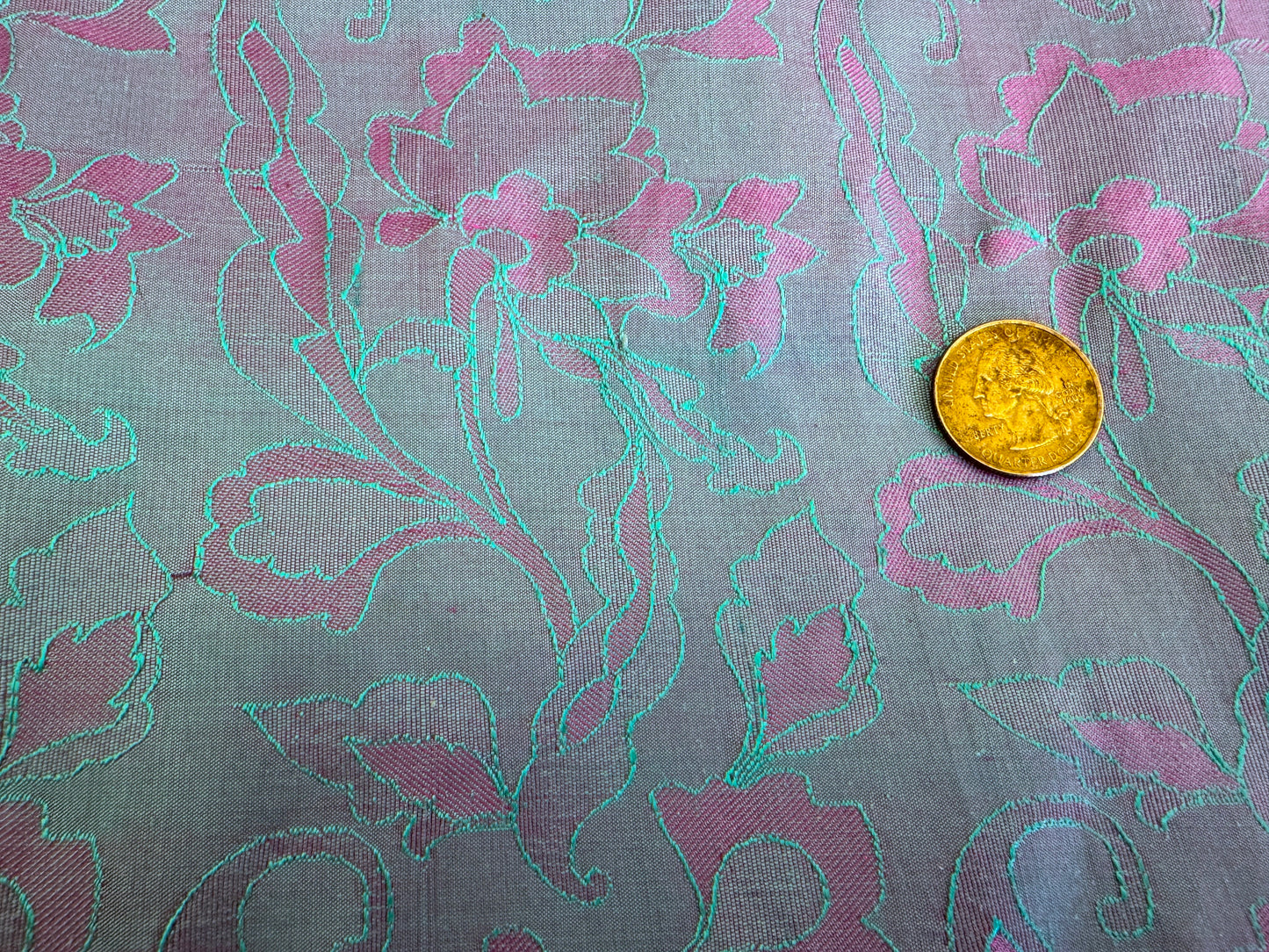 Jacquard Silk Dupioni - Icy Sunset - 100% Silk