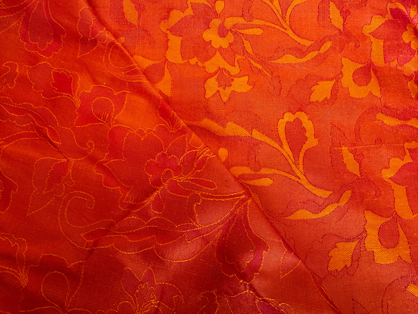 Jacquard Silk Dupioni - Flaming Sunset - 100% Silk