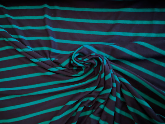 95/5 Cotton/Spandex Jersey - Navy with Teal Stripes