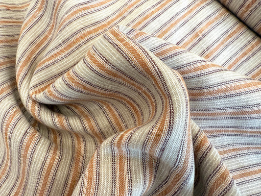 100% Linen - Soft Wash Finish - 5.3oz -Cinnamon Toast Ticking Stripe