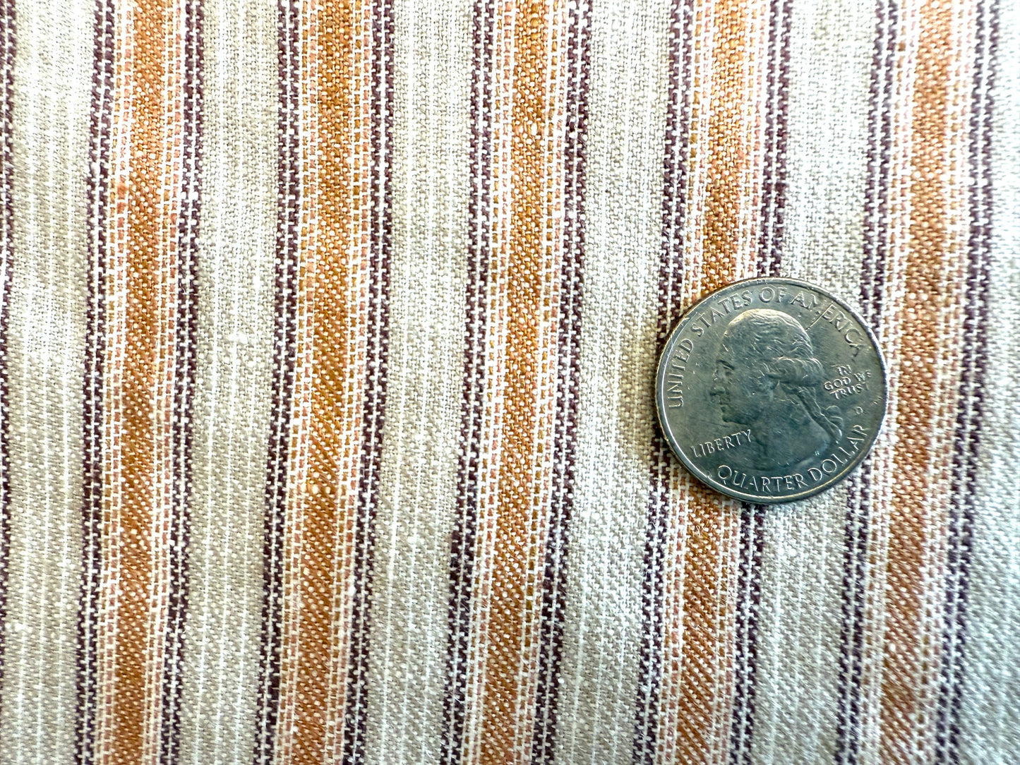100% Linen - Soft Wash Finish - 5.3oz -Cinnamon Toast Ticking Stripe