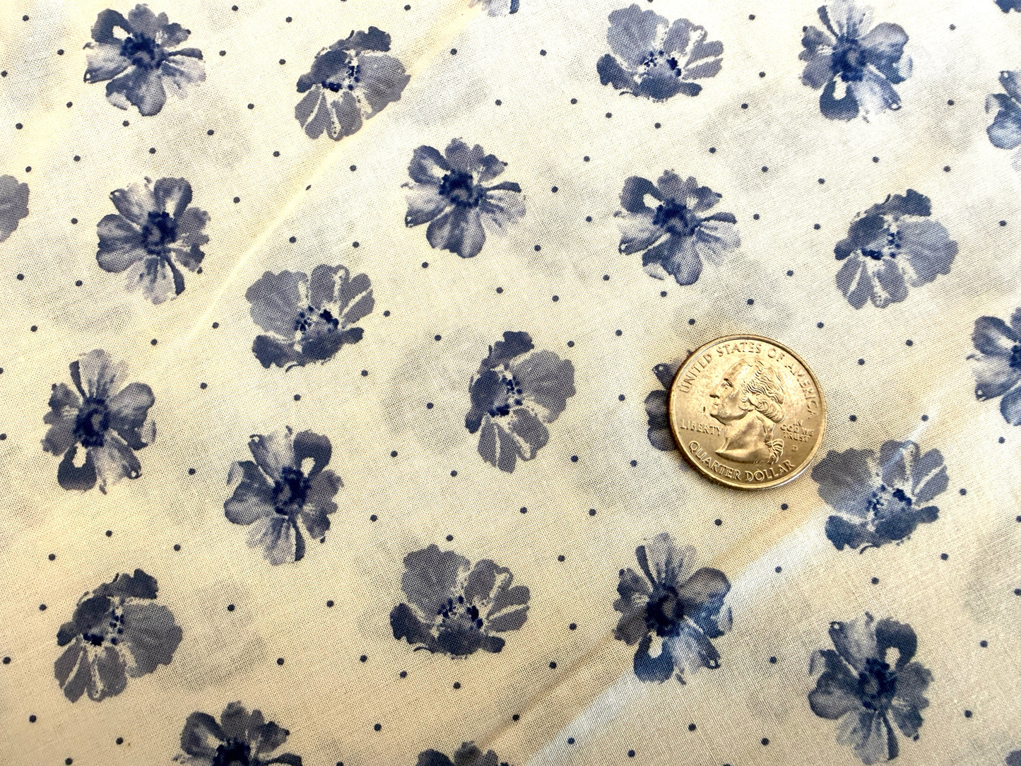 100% Cotton Lawn - Blue Floral on White - Blueberry