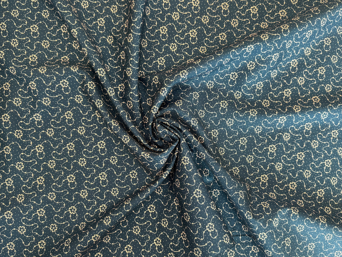 100% Cotton - Quilting Weight - Wild Floral Vines - Indigo