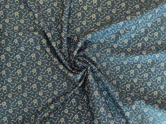 100% Cotton - Quilting Weight - Wild Floral Vines - Indigo