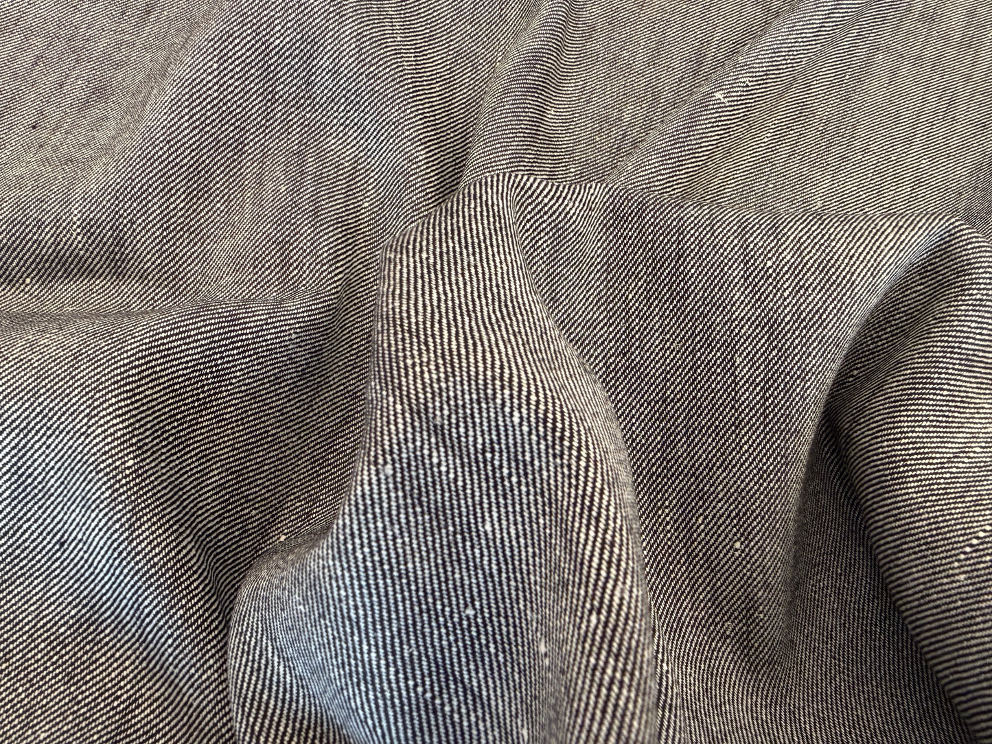 100% Linen Black & White Soft Wash Twill