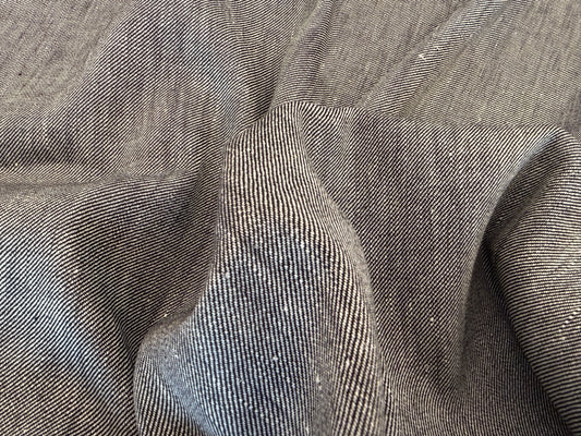 100% Linen Black & White Soft Wash Twill