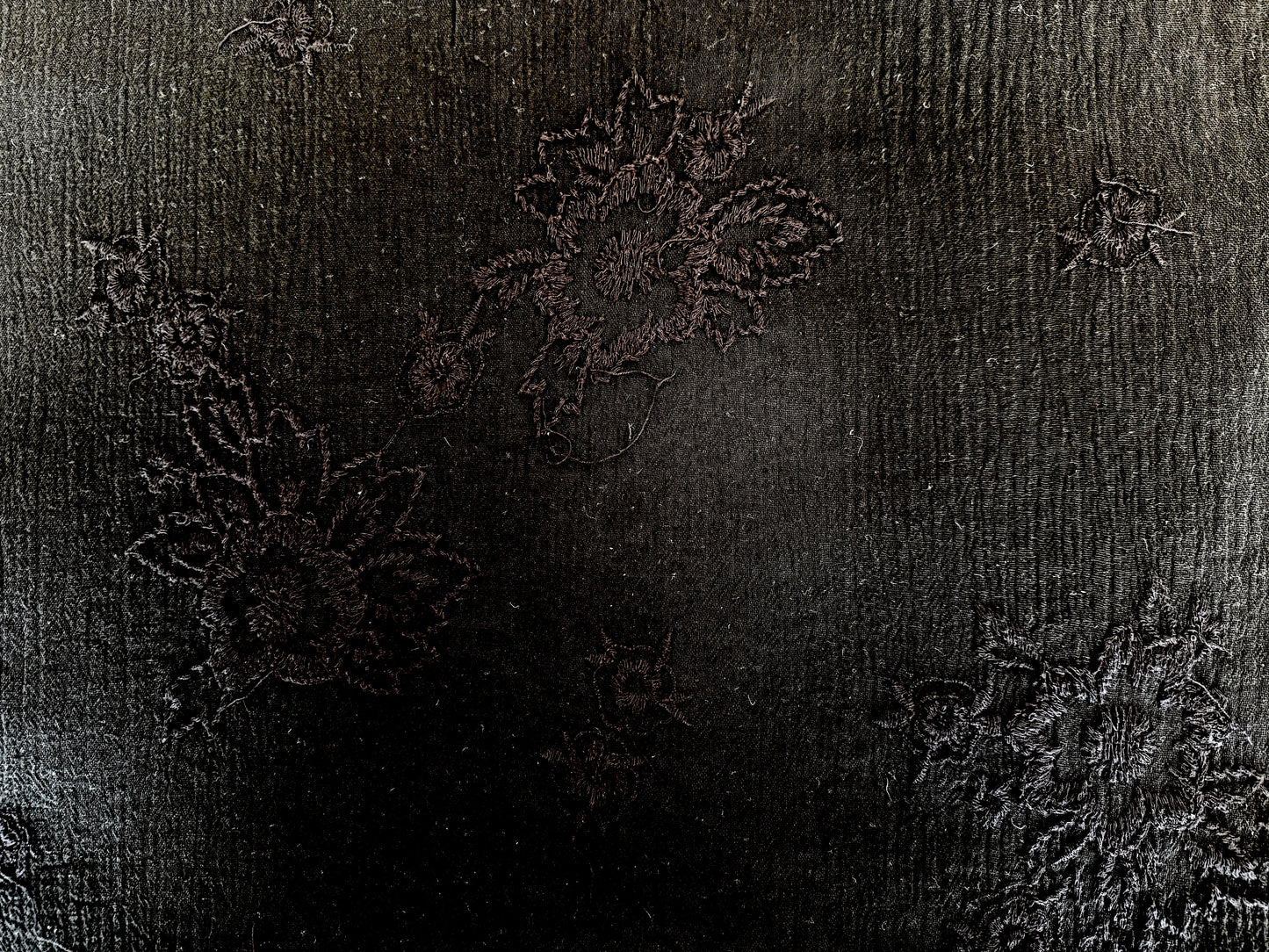 100% Cotton - Embroidered Bubble Gauze - Black Floral