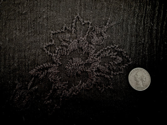 100% Cotton - Embroidered Bubble Gauze - Black Floral