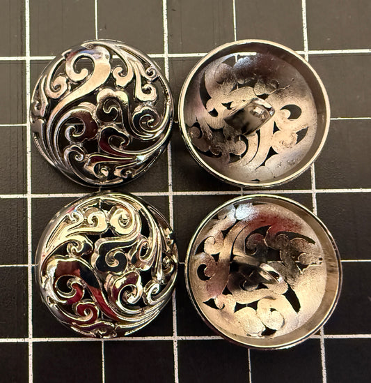 Mystic Waves Buttons - Bright Silver or Black Steel
