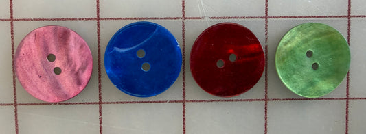 Natural Dyed Shell Buttons - Carnation, Cobalt, Ruby, Celery