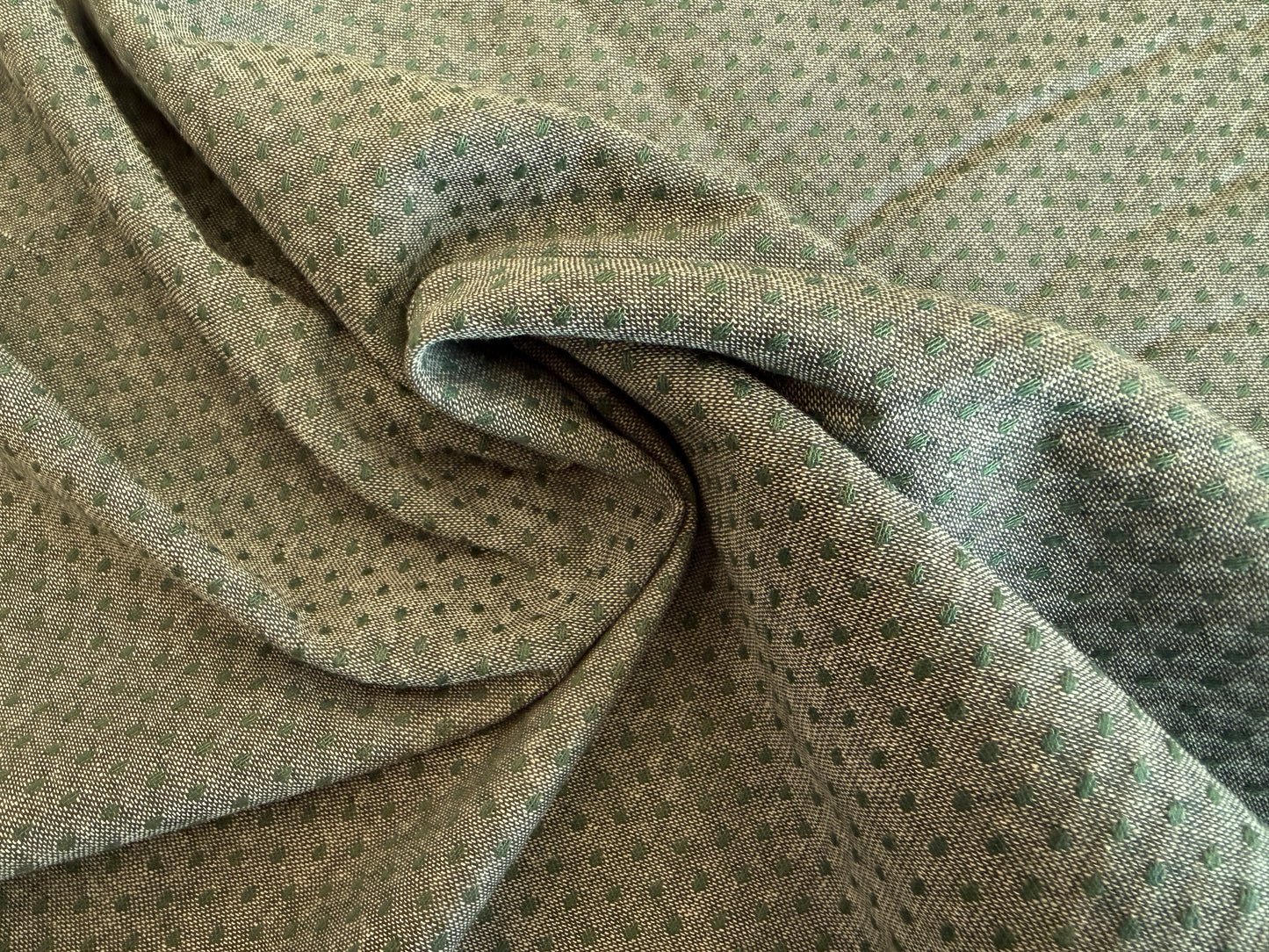 Forest Green Tiny Dots -  Yarn-Dyed Dobby Weave - 100% Cotton (Copy)