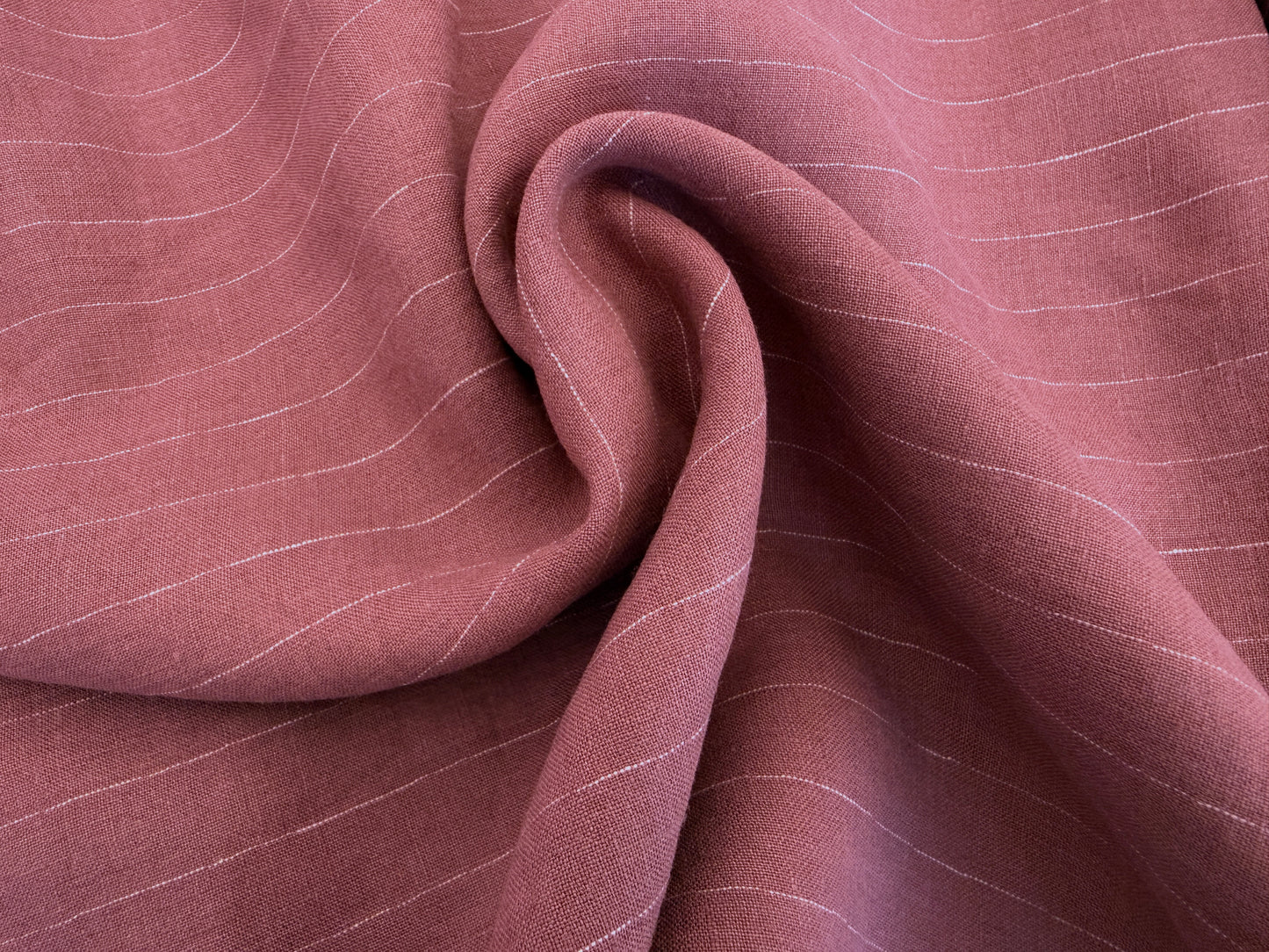 100% Linen - Soft Wash Finish - 4.5oz - Adobe Pin Stripe