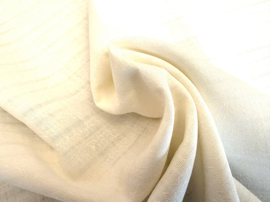 100% Linen - Soft Wash Finish - 4.5oz - White Jacquard Stripe