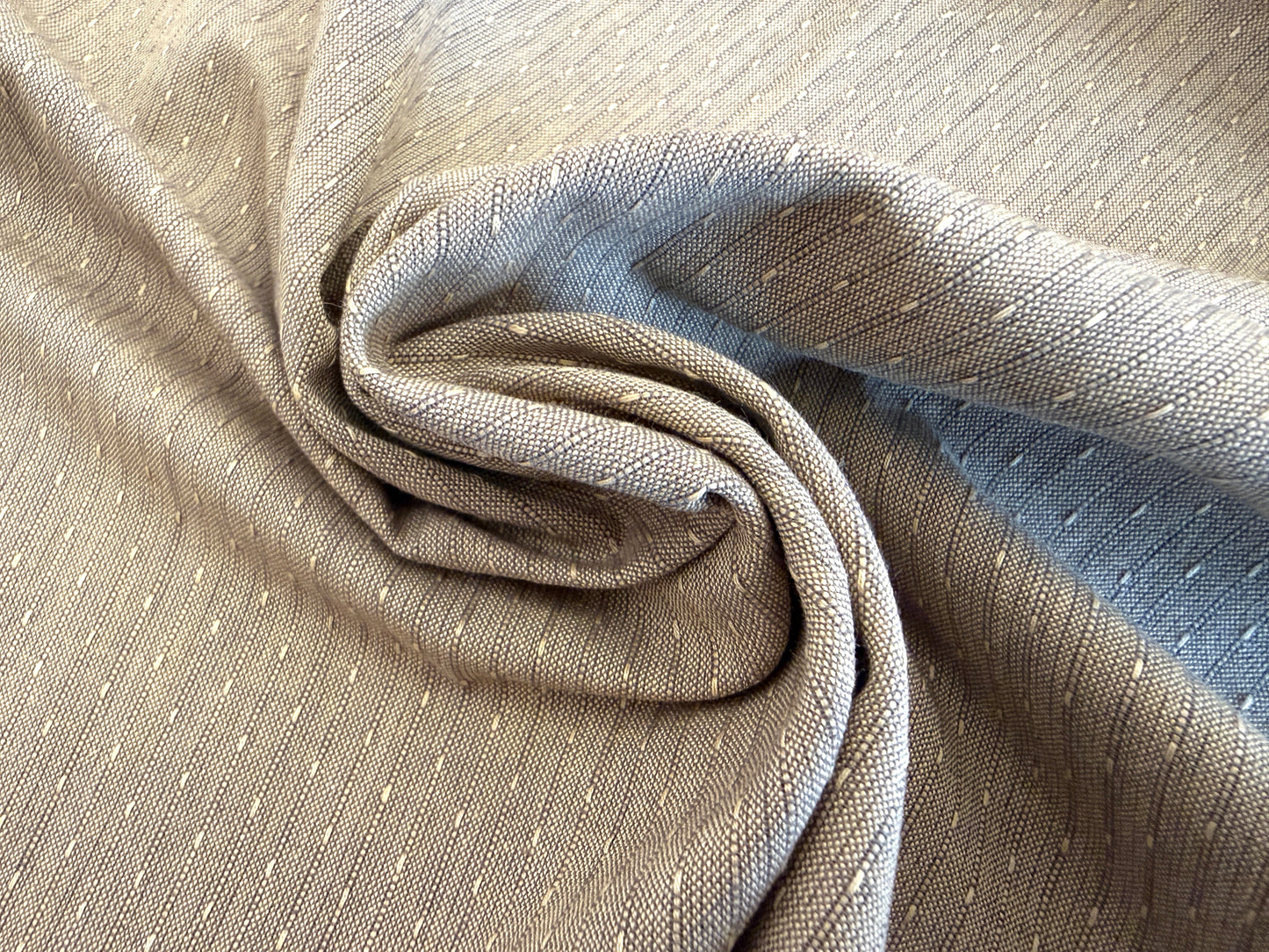 Taupe with Tiny Dots -  Yarn-Dyed Dobby Weave - 100% Cotton