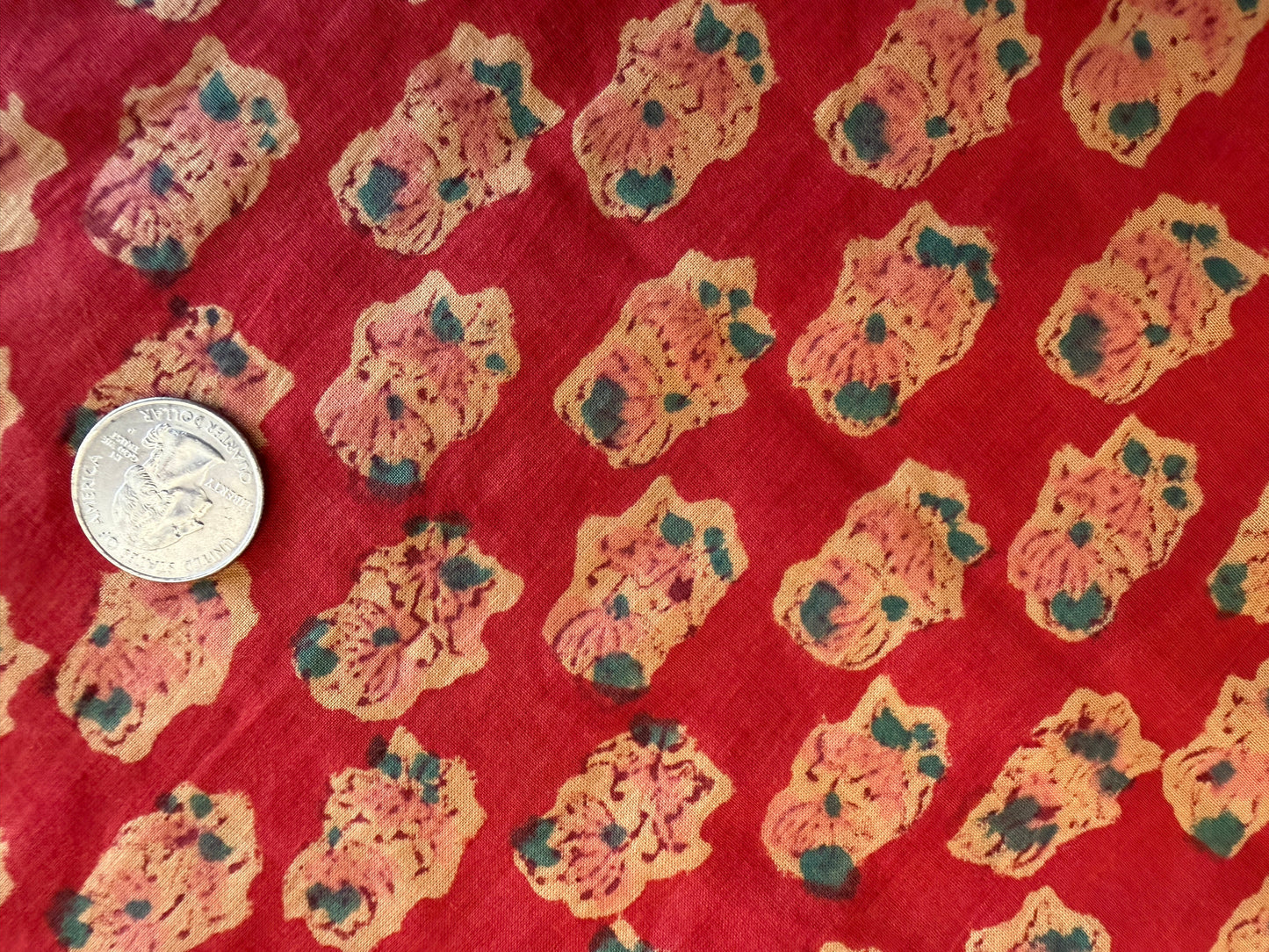 100% Cotton Hand Block Printed Lawn from India - Fire & Flowers
