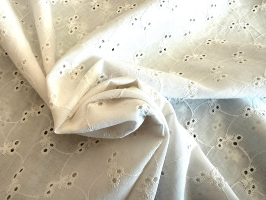 100% Cotton Eyelet - Pure White