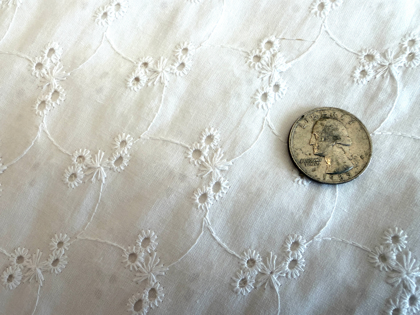 100% Cotton Eyelet - Pure White