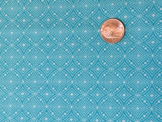 100% Cotton - Quilting Weight -  Aqua Diamonds