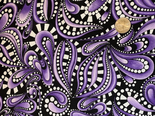 100% Cotton - Quilting Weight -  Piano Paisley - Purple