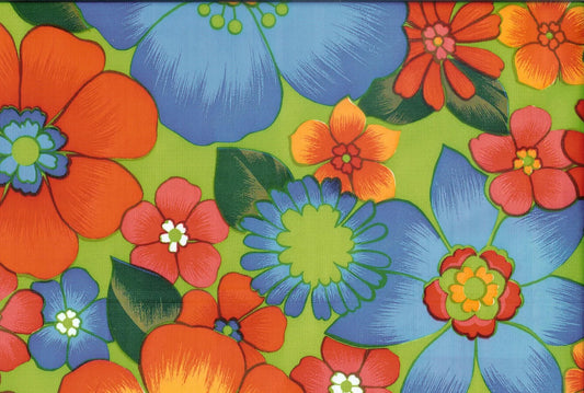 Oil Cloth - Flower Power Lime