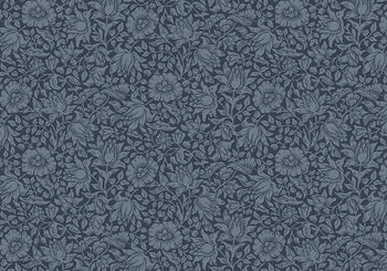 Genuine William Morris Design - Quilting Cotton - "Mallow"-  Navy