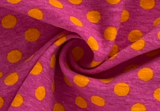 BARGAIN Cotton/Lycra Jersey - Orchid & Orange Dot
