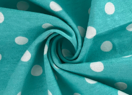 BARGAIN Cotton/Lycra Jersey - Aqua Dots