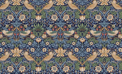 Genuine William Morris Design - Quilting Cotton - Strawberry Thief - Navy