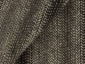 100% Merino Wool Coating - Herringbone Stripe - Black & Natural