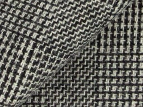 100% Merino Wool Coating - Geometric Checks - Black & Natural