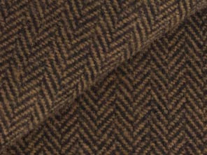 100% Merino Wool Coating - Herringbone - Chestnut & Black