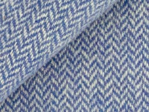 100% Merino Wool Coating - Mini Herringbone - French Blue & Natural